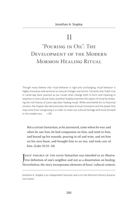 “Pouring in Oil”: the Development of the Modern Mormon Healing Ritual