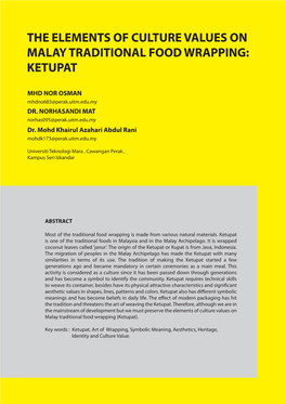 The Elements of Culture Values on Malay Traditional Food Wrapping: Ketupat