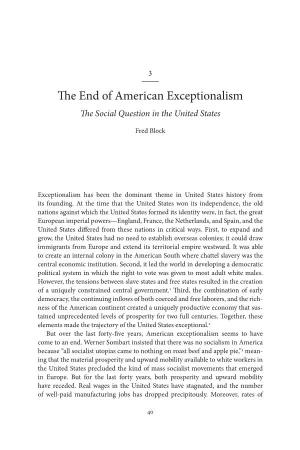 The End of American Exceptionalism the Social Question in the United States