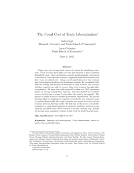 The Fiscal Cost of Trade Liberalization∗