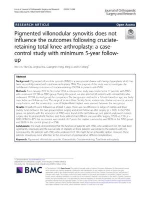 Pigmented Villonodular Synovitis Does Not Influence the Outcomes