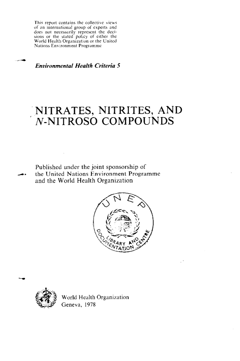 Nitrates, Nitrites, and N-Nitroso Compounds