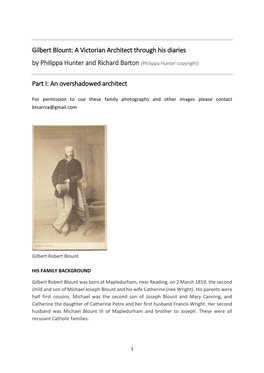 Gilbert Blount: a Victorian Architect Through His Diaries by Philippa Hunter and Richard Barton (Philippa Hunter Copyright)