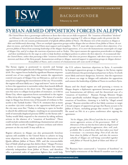 SYRIAN ARMED OPPOSITION FORCES in ALEPPO the United States Faces a Geostrategic Inflection in Syria That It Has Not Yet Fully Recognized