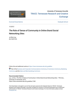 The Role of Sense of Community in Online Brand Social Networking Sites