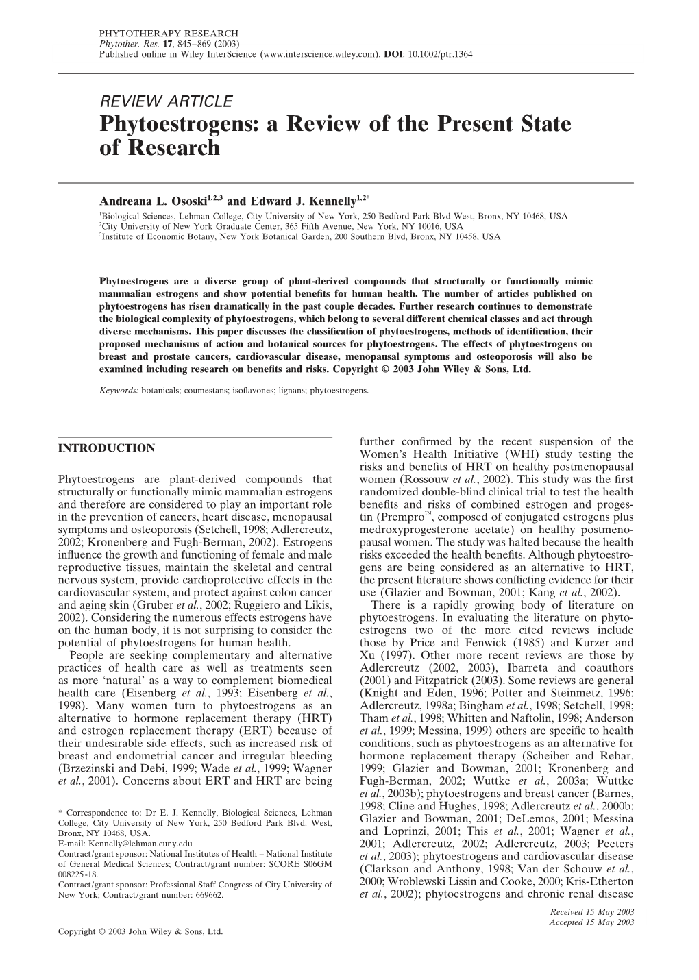 Phytoestrogens: a Review of the Present State of Research