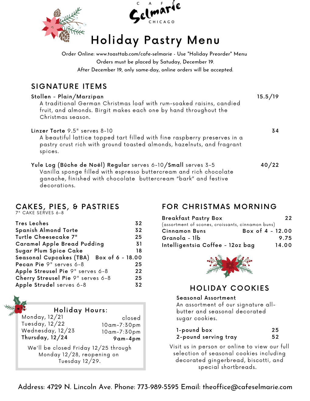 Full Page Holiday Menu