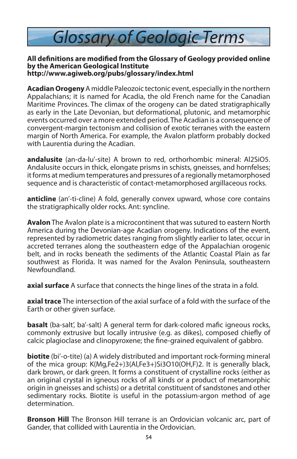 Glossary of Geologic Terms