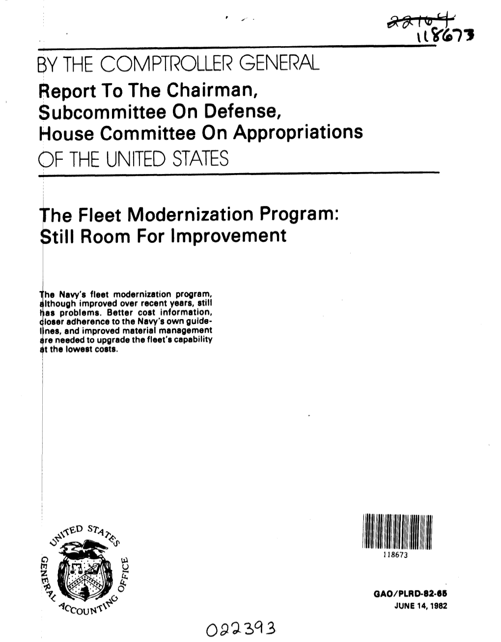 PLRD-82-65 the Fleet Modernization Program: Still Room for Improvement