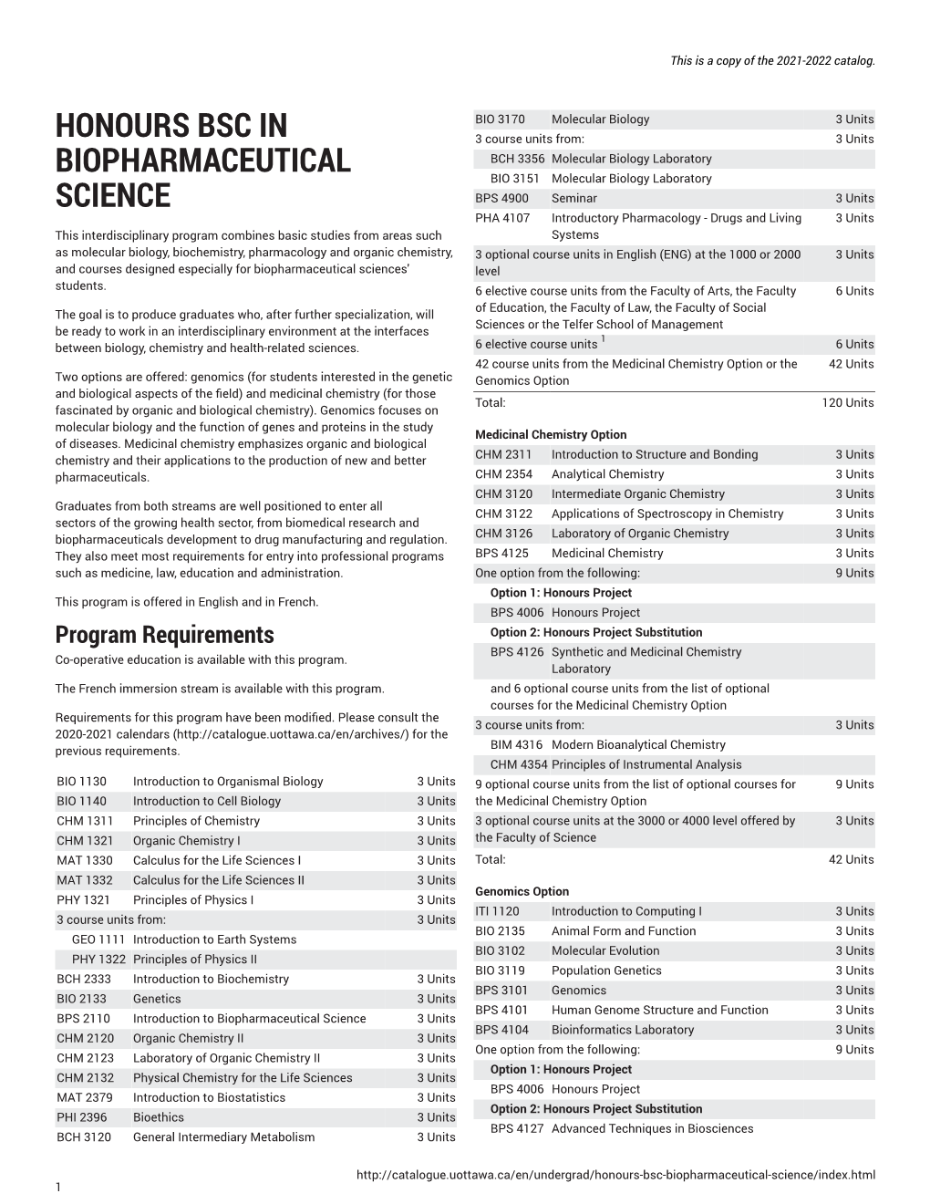 Honours Bsc in Biopharmaceutical Science