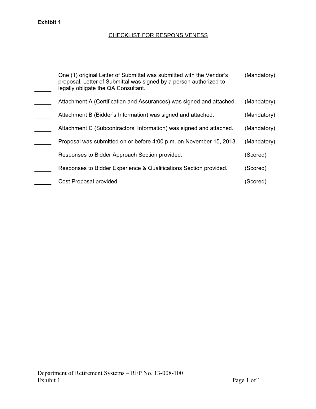 Department of Retirement Systems RFP No. 13-008-100