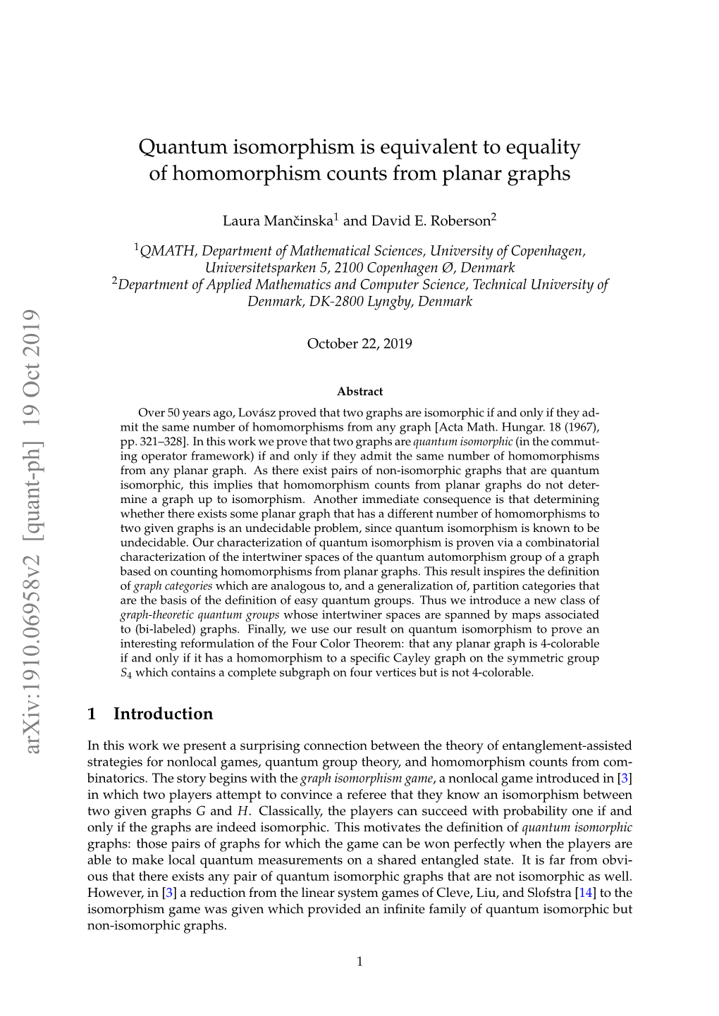 Quantum Isomorphism Is Equivalent to Equality of Homomorphism Counts from Planar Graphs