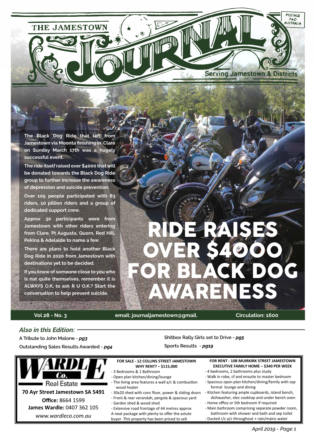 Ride Raises Over $4000 for Black Dog Awareness