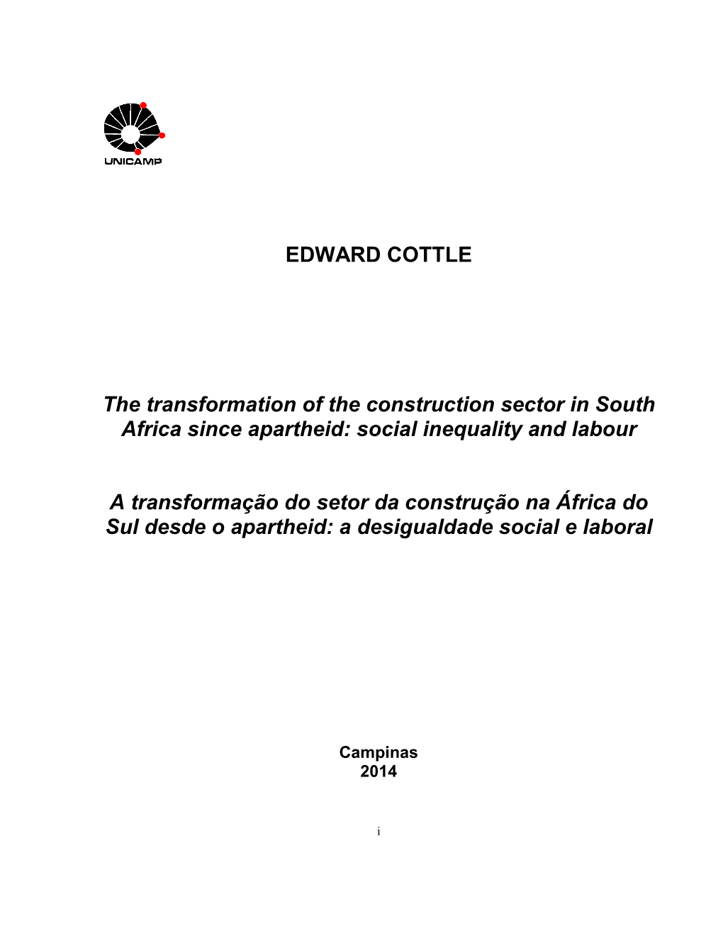 EDWARD COTTLE the Transformation of the Construction Sector in South