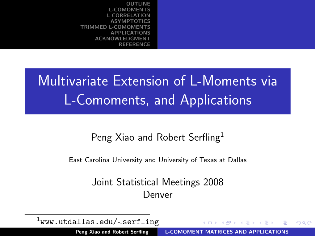 Multivariate Extension of L-Moments Via L-Comoments, and Applications