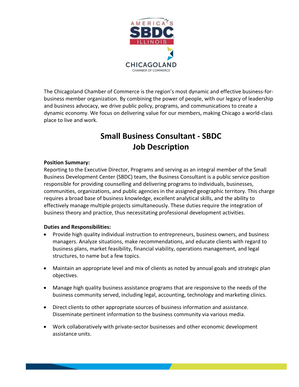 Small Business Consultant - Sbdcjob Description