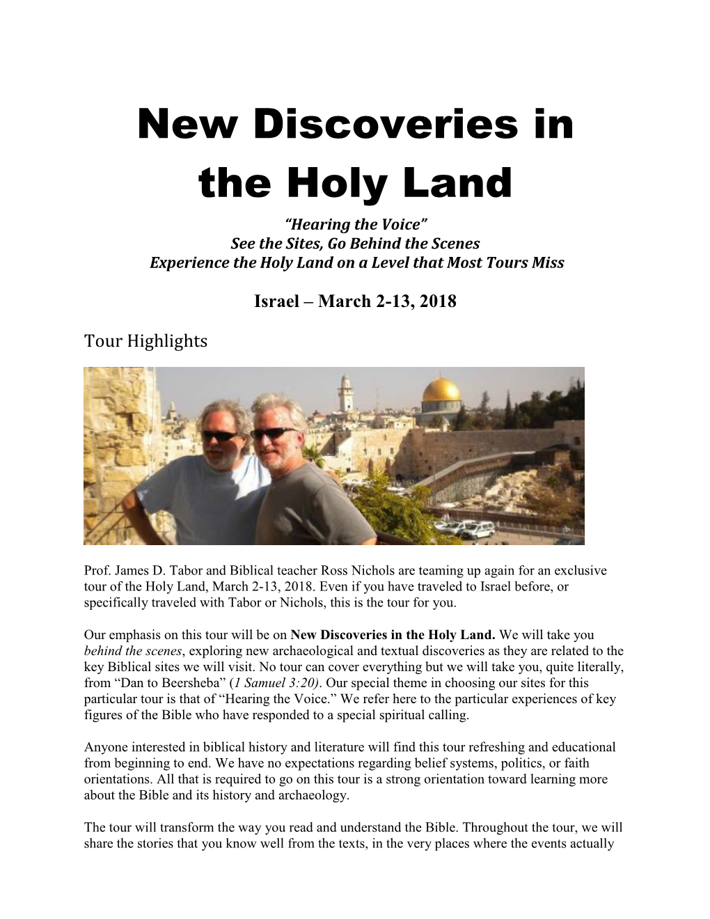 New Discoveries in the Holy Land