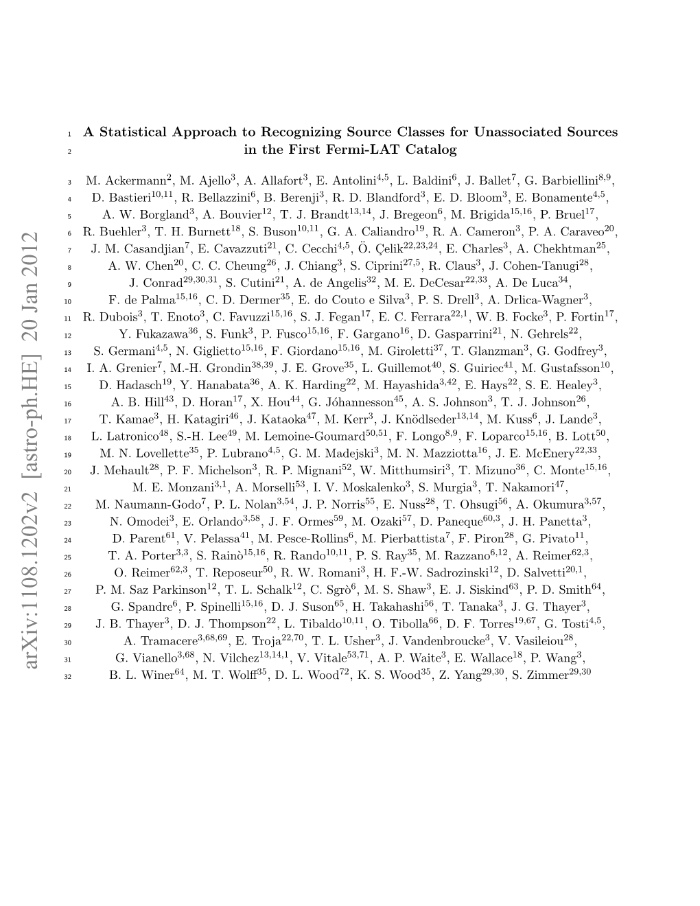 A Statistical Approach to Recognizing Source Classes for Unassociated Sources