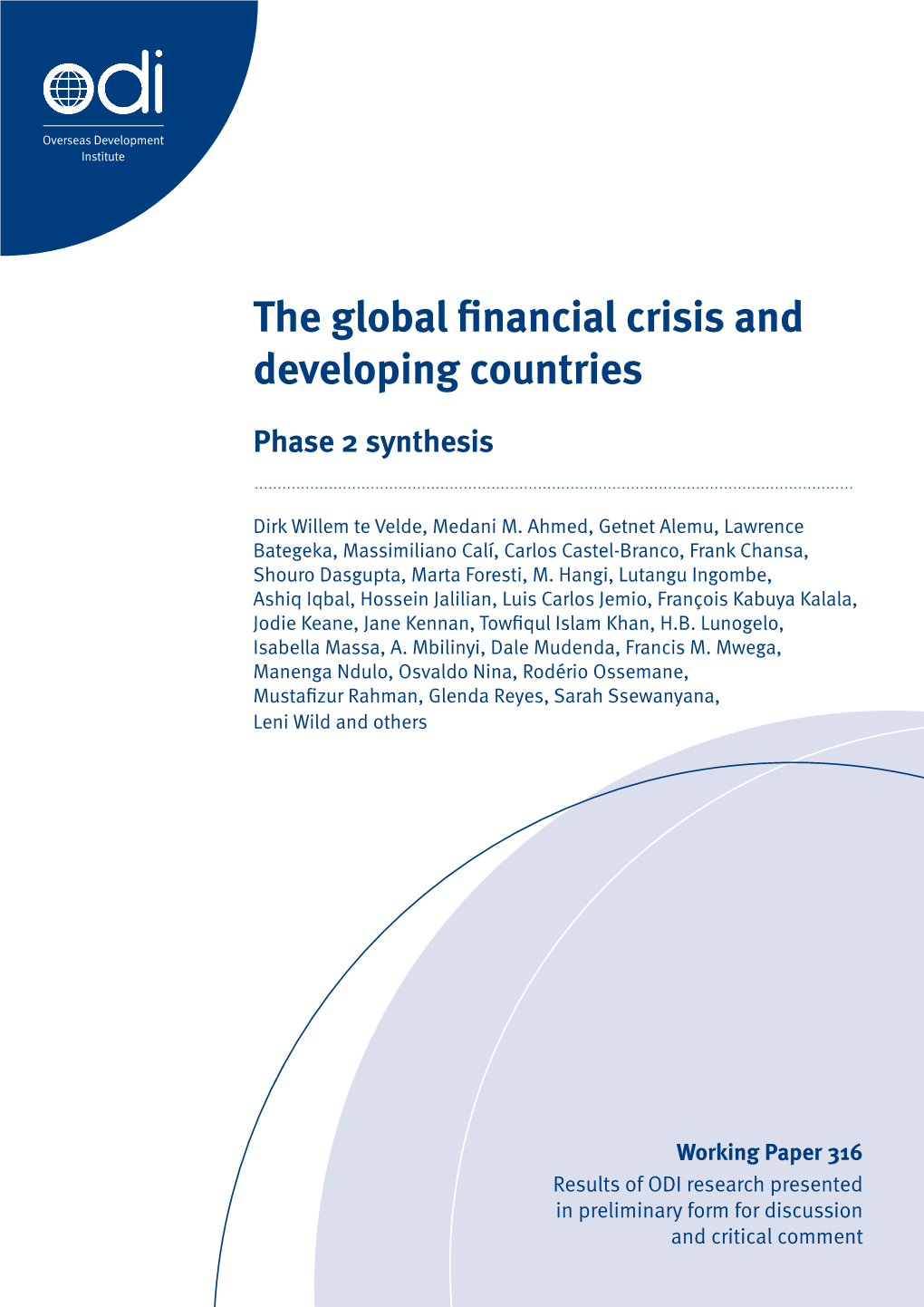 The Global Financial Crisis and Developing Countries