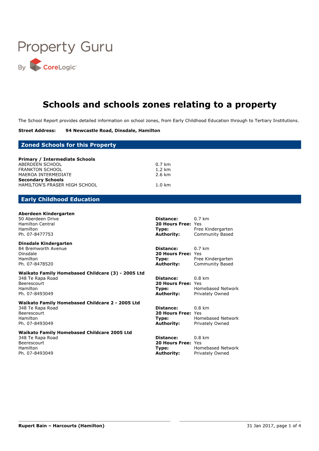 Schools and Schools Zones Relating to a Property