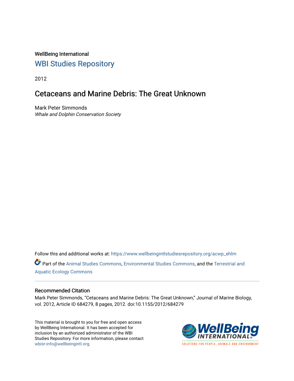 Cetaceans and Marine Debris: the Great Unknown