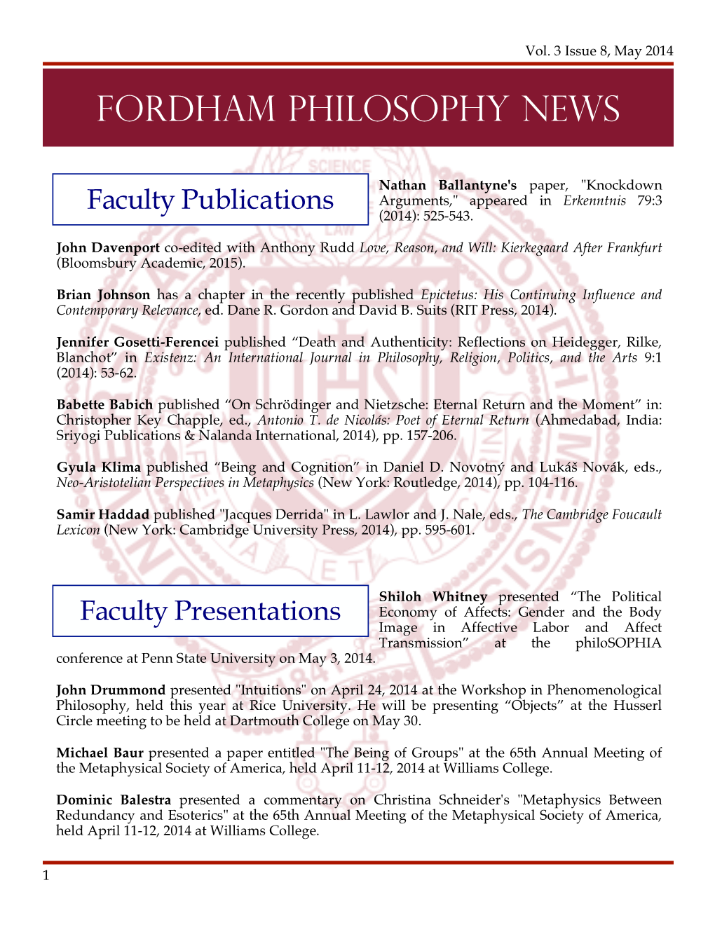 Fordham Philosophy News