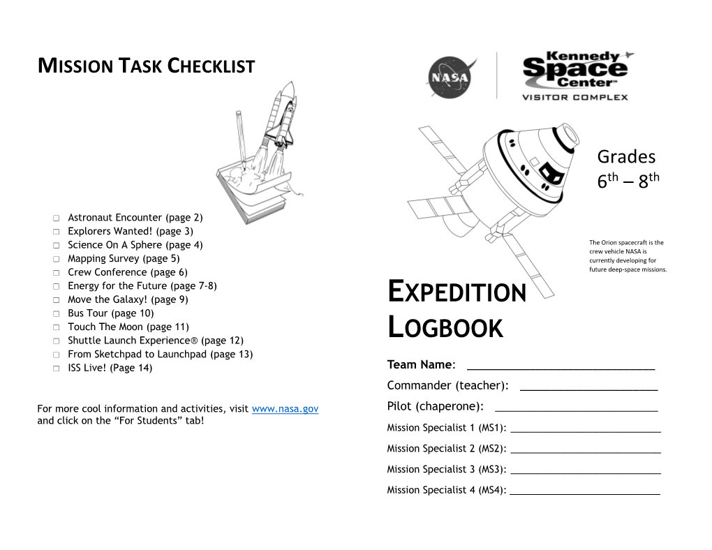 Mission Task Checklist