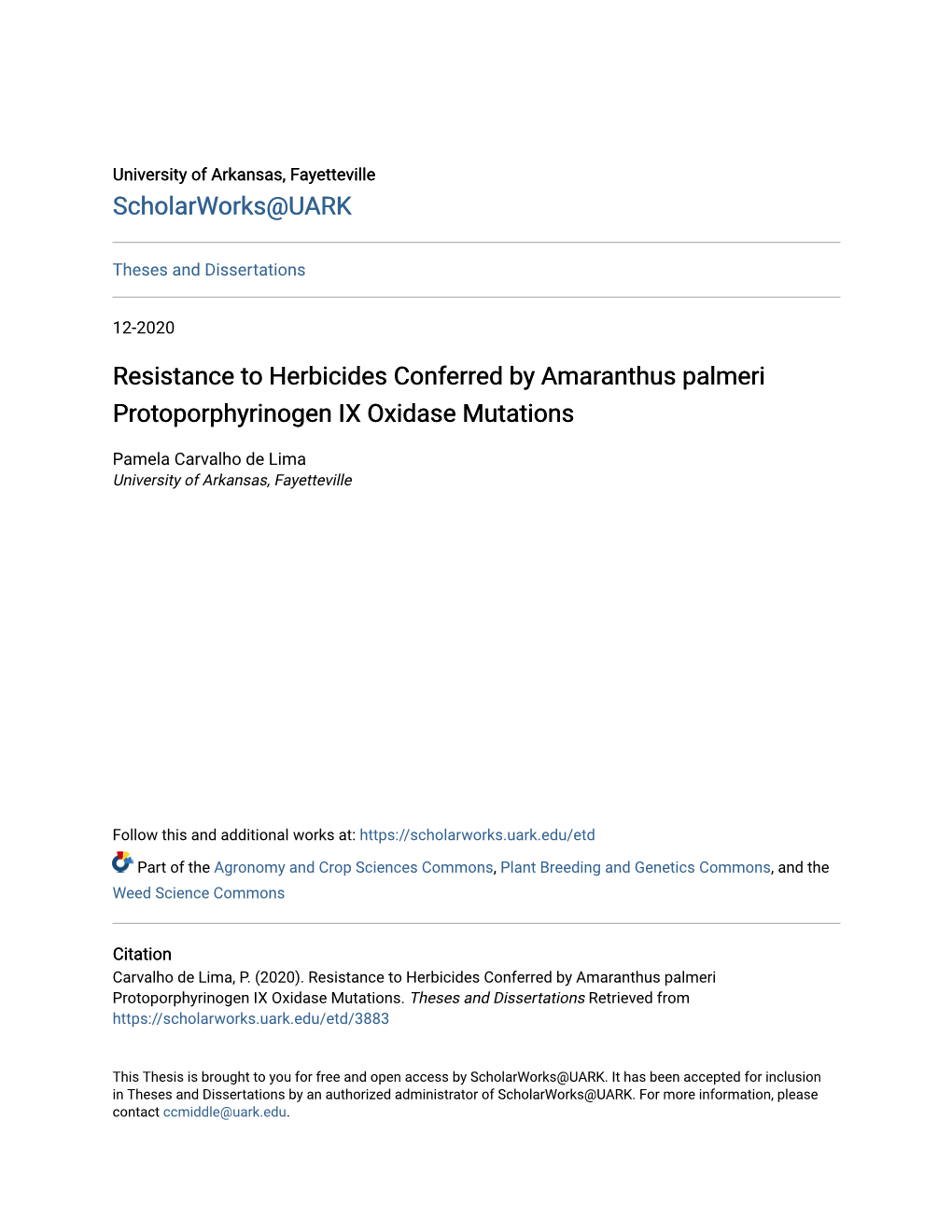 Resistance to Herbicides Conferred by Amaranthus Palmeri Protoporphyrinogen IX Oxidase Mutations