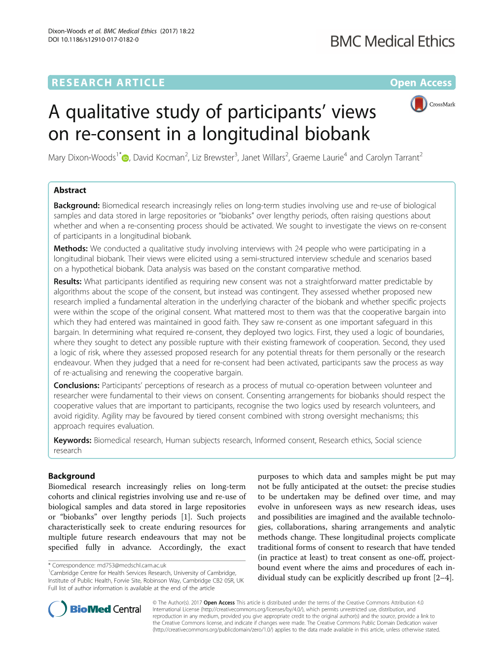 A Qualitative Study of Participants' Views on Re-Consent in A