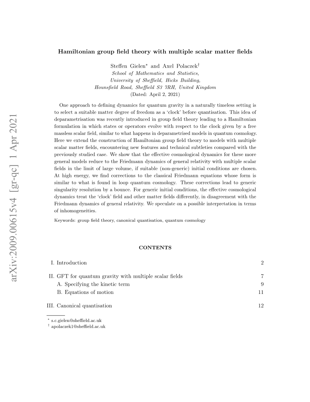 Arxiv:2009.00615V4 [Gr-Qc] 1 Apr 2021 A