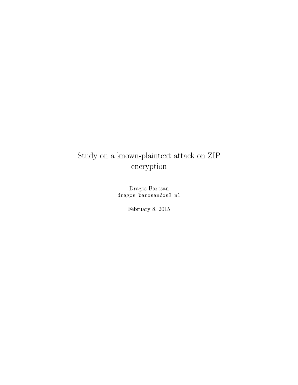 Study on a Known-Plaintext Attack on ZIP Encryption