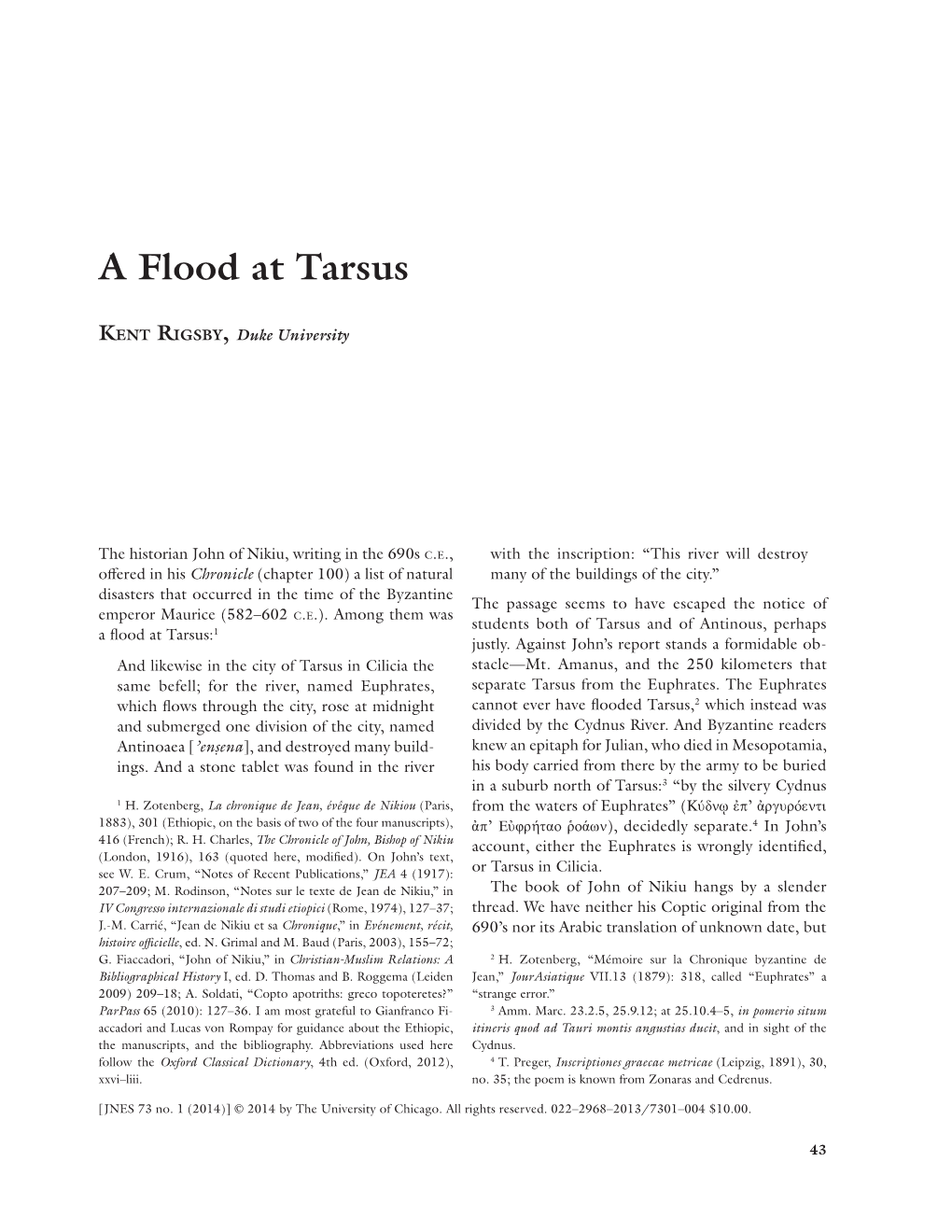 A Flood at Tarsus