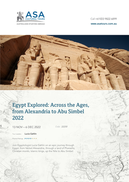 Egypt Explored: Across the Ages, from Alexandria to Abu Simbel 2022