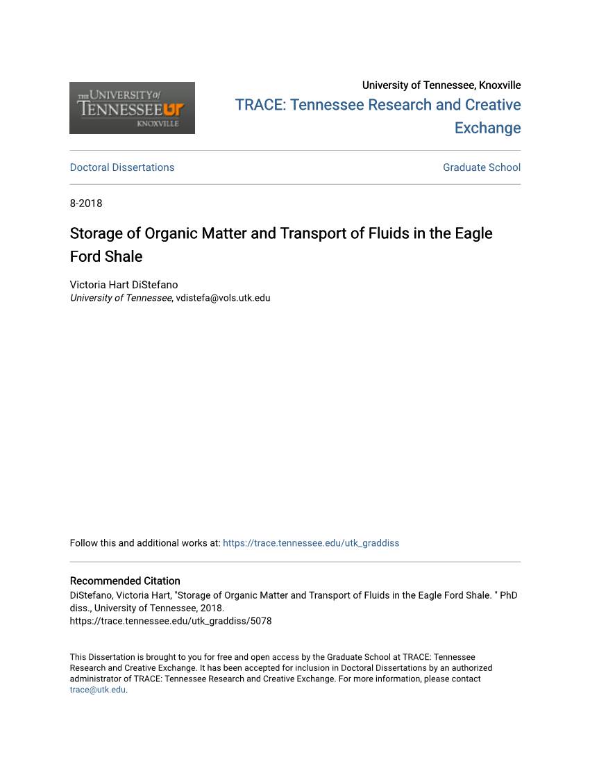 Storage of Organic Matter and Transport of Fluids in the Eagle Ford Shale