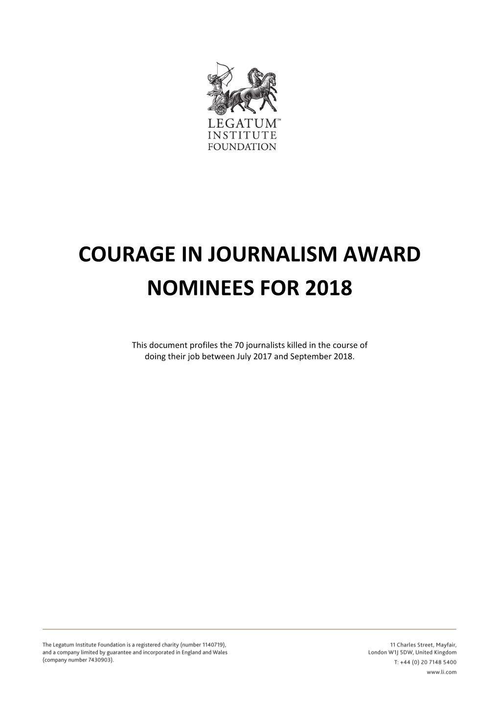 Courage in Journalism Award Nominees for 2018