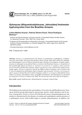 Aliquandostipitaceae, Jahnulales) Freshwater Hyphomycetes from the Brazilian Amazon