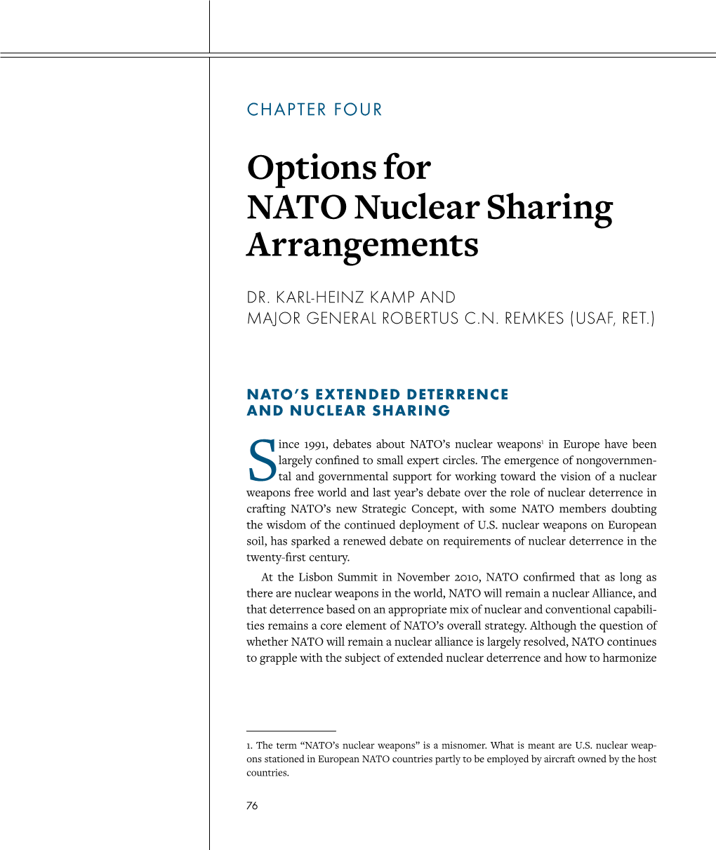 Options for NATO Nuclear Sharing Arrangements