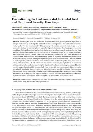 Domesticating the Undomesticated for Global Food and Nutritional Security: Four Steps