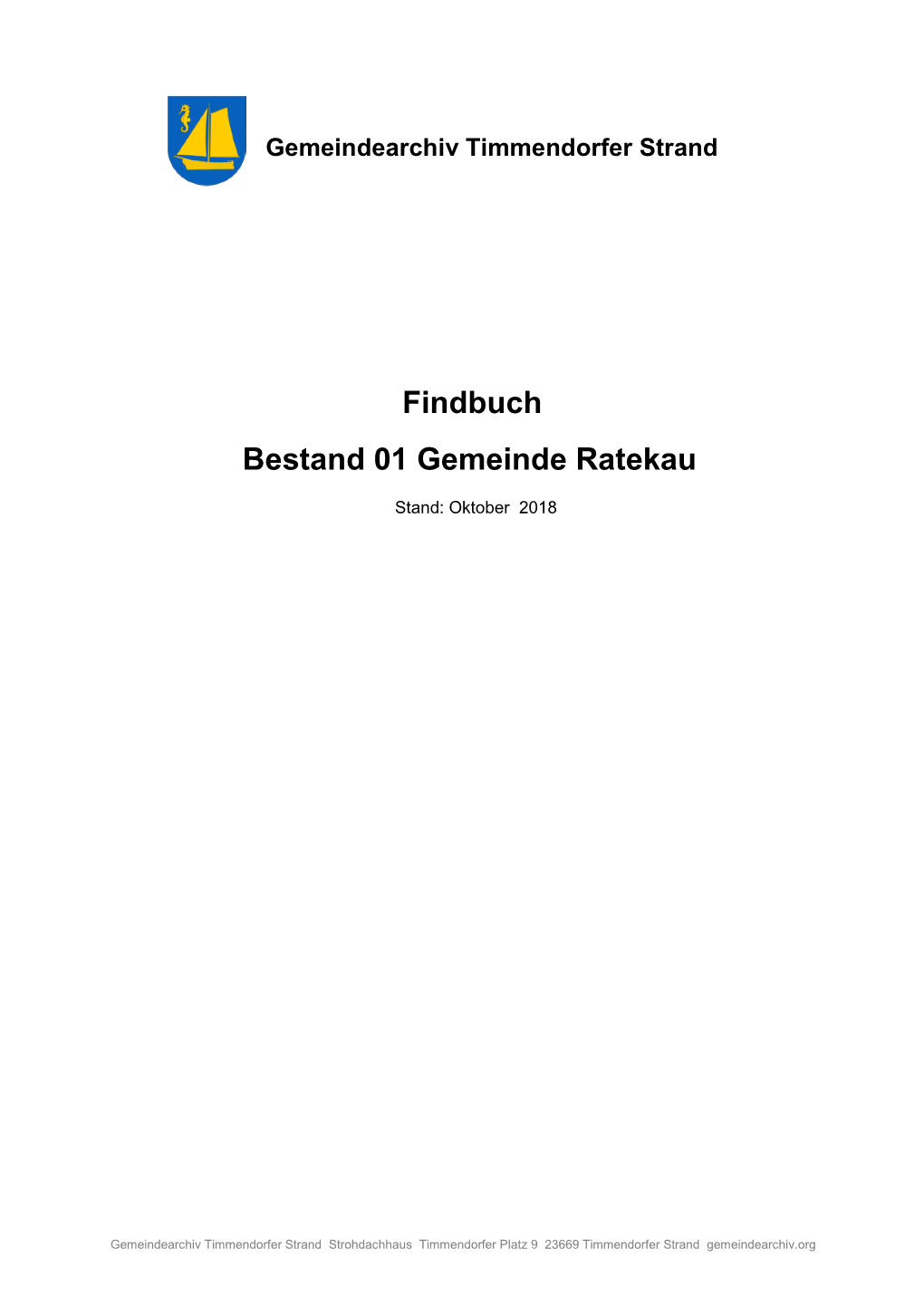 Findbuch Bestand 01 Gemeinde Ratekau