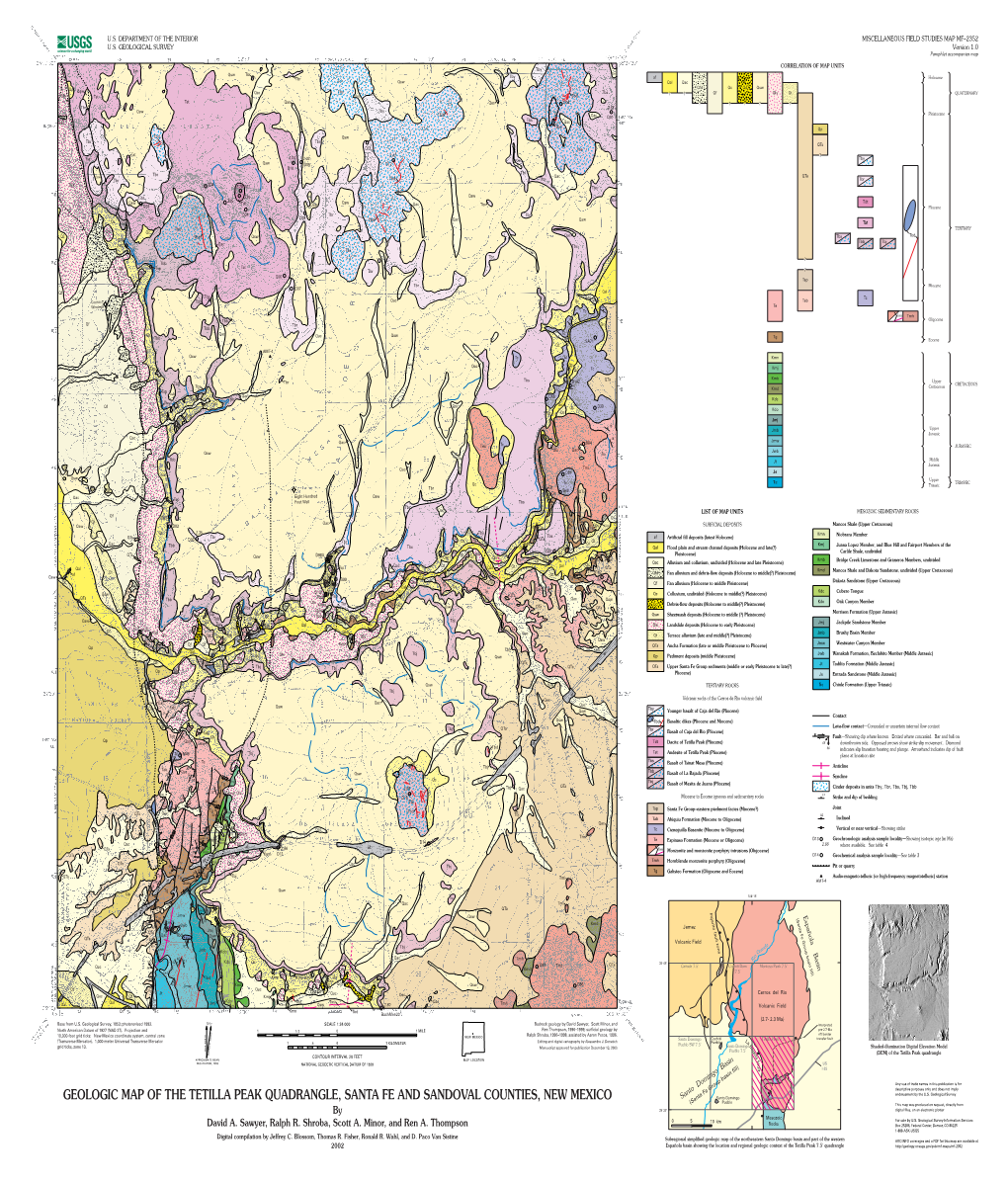 Geologic Map of the Tetilla Peak Quadrangle, Santa Fe - DocsLib