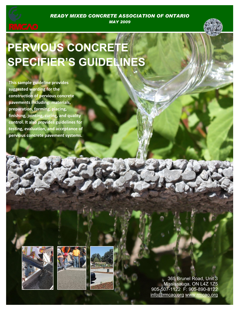 RMCAO Pervious Concrete Specifier's Guidelines – May 2009