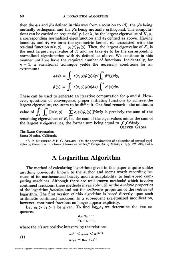 A Logarithm Algorithm