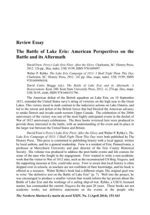 The Battle of Lake Erie: American Perspectives on the Battle and Its Aftermath
