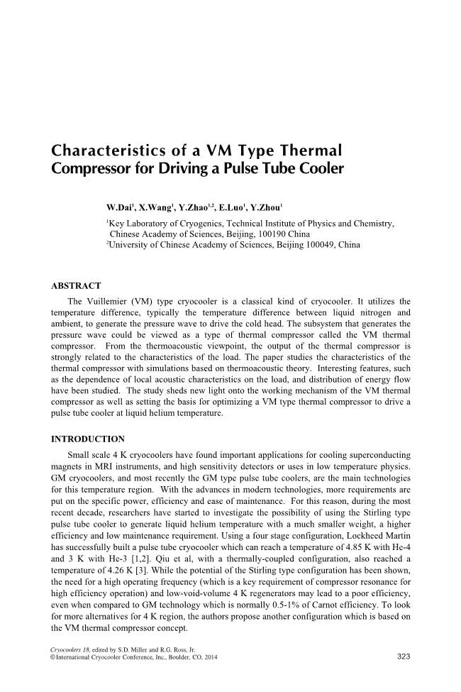 Characteristics of a VM Type Thermal Compressor for Driving a Pulse Tube Cooler
