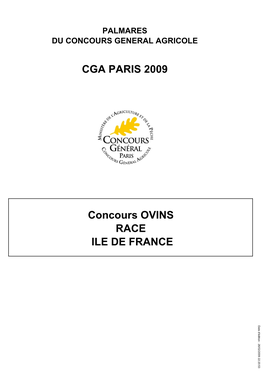 Concours OVINS RACE ILE DE FRANCE CGA PARIS 2009