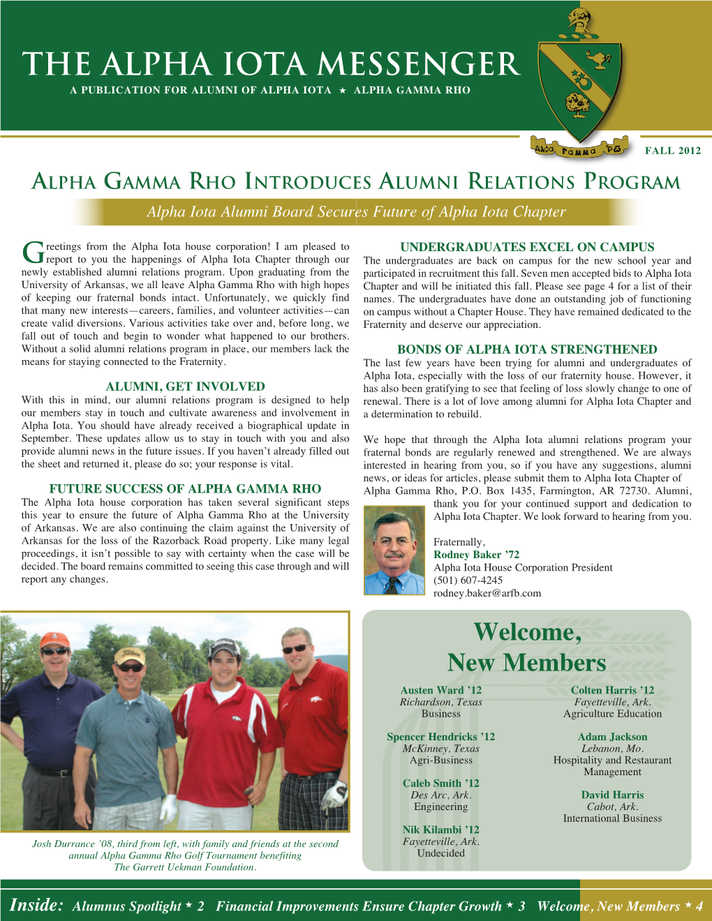 The Alpha Iota Messenger a PUBLICATION for ALUMNI of ALPHA IOTA H ALPHA GAMMA RHO