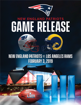 NEW ENGLAND PATRIOTSVS. Los Angeles Rams February 3, 2019