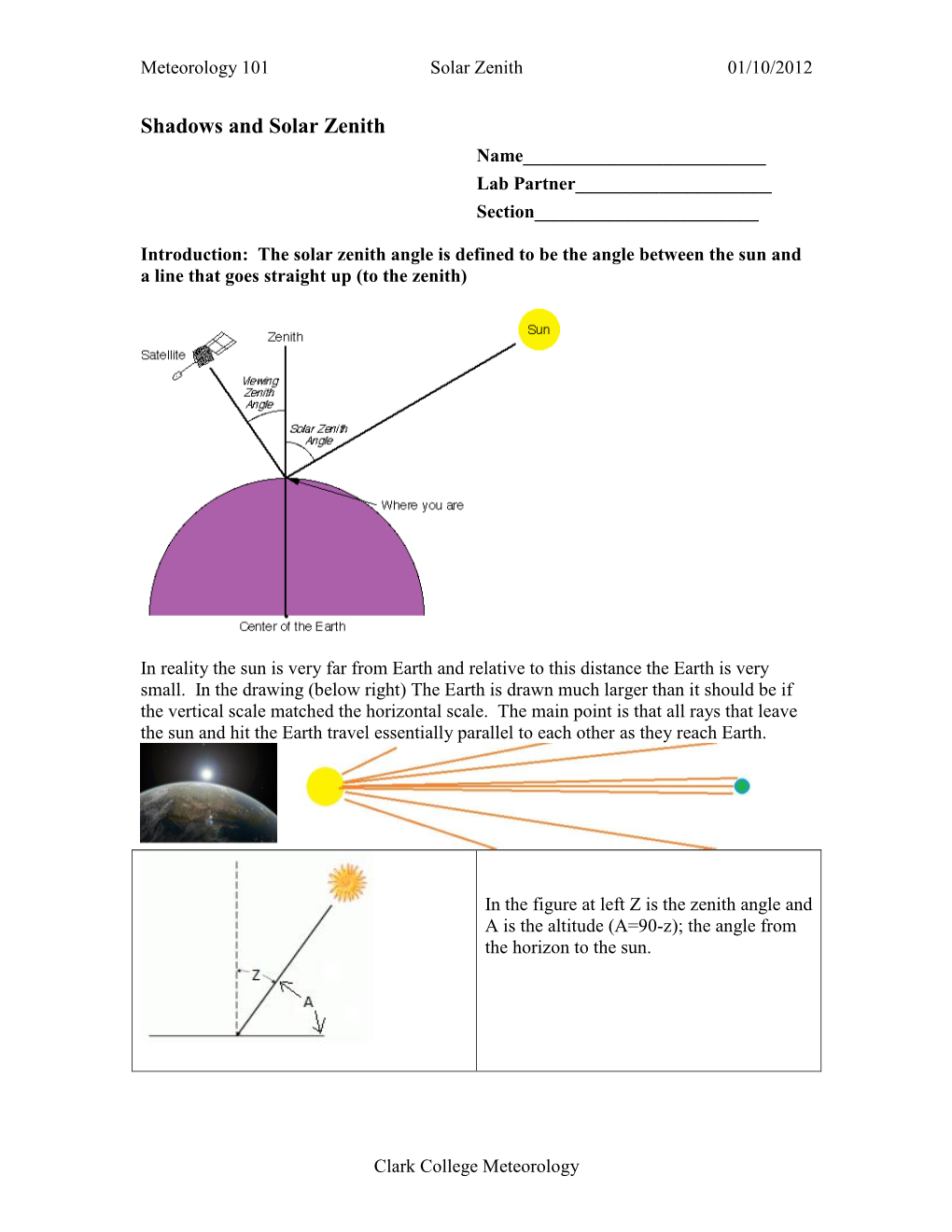 To Measure the Solar Zenith Angle Z at Noon for Your Latitude