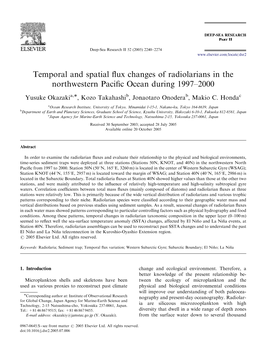 Temporal and Spatial Flux Changes of Radiolarians in the Northwestern