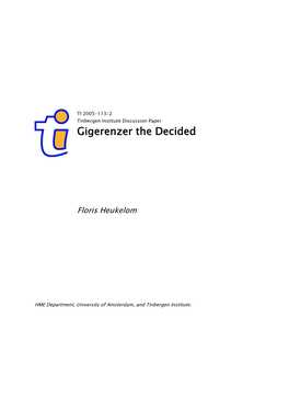 Gigerenzer the Decided